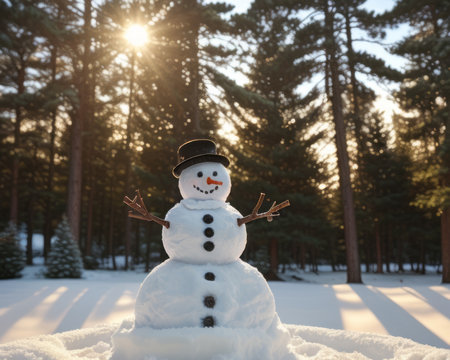 adorable snowman , winter and bamboozle. Creative resource, AI Generatedの素材