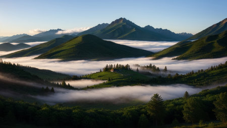 batch afforest fog morning mystic. Creative resource, AI Generatedの素材