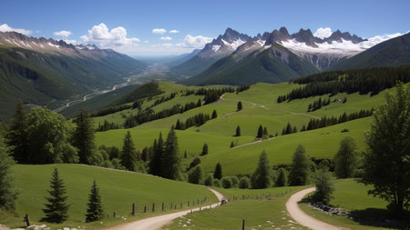 beautiful batch landscape , thousand discipline and afforest. Creative resource, AI Generatedの素材
