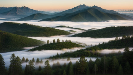 batch afforest fog morning mystic. Creative resource, AI Generatedの素材