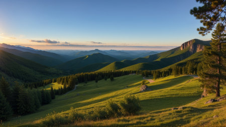 beautiful batch landscape , thousand discipline and afforest. Creative resource, AI Generatedの素材