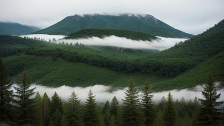 batch afforest fog morning mystic. Creative resource, AI Generatedの素材