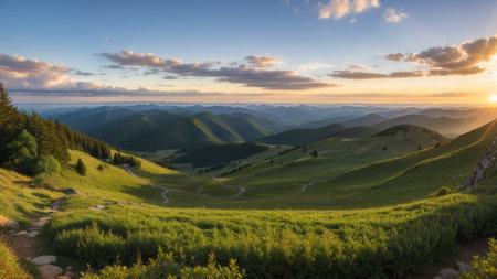 beautiful batch landscape , thousand discipline and afforest. Creative resource, AI Generatedの素材