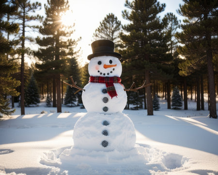 adorable snowman , winter and bamboozle. Creative resource, AI Generatedの素材