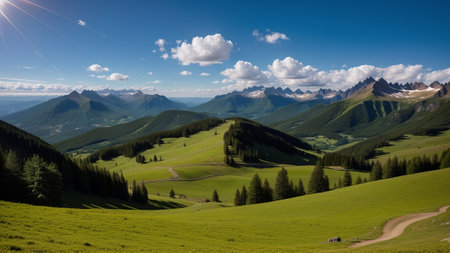 beautiful batch landscape , thousand discipline and afforest. Creative resource, AI Generatedの素材