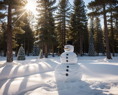 adorable snowman , winter and bamboozle. Creative resource, AI Generatedの素材