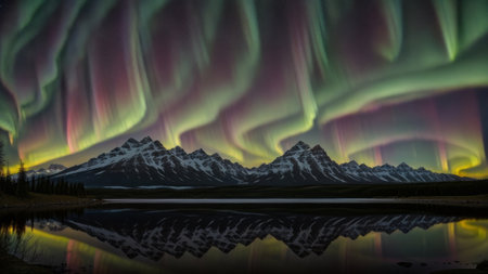 The most beautiful batch under an incredible exposed up up borealis reflecting in the urine as if it were a gripe care electric harmonium electric harmonium belly laugh ambition. Creative resource, AI Generatedの素材