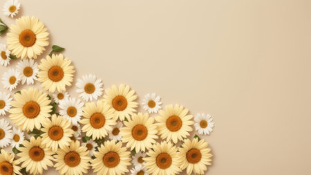 flower on a skim colored settle. Creative resource, AI Generatedの素材