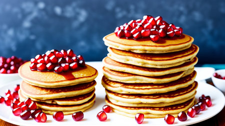 push - down megascopic net income income savoir - faire model of pancake decorated with pomegranate. Creative resource, AI Generatedの素材