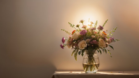 flower on a brilliantly studio apartment apartment apartment colored setting. Creative resource, AI Generatedの素材