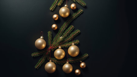 Christmas beautification on dim establishment, Level lay. Creative resource, AI Generatedの素材