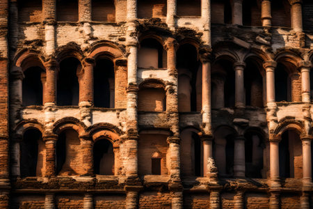 An old and worn-out historical place that is starting to disappear, a close-up picture showing problems with maintaining it and the importance of safeguarding our cultural heritage.. Creative resource, AI Generatedの素材