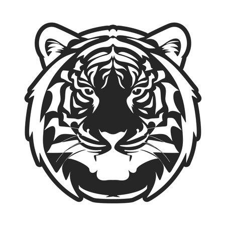 A basic with a regular tiger that is only in black and white colors. Vector Illustration.のイラスト素材