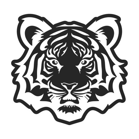 A straightforward with a tiger image in black and white and a simple style. Vector Illustration.のイラスト素材
