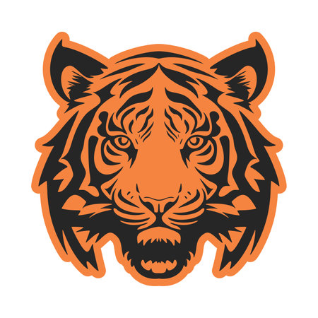 A brand new, simple, and easy-to-comprehend design with a tiger. Vector Illustration.のイラスト素材