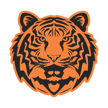 A completely new, basic, and easy-to-understand design featuring a tiger. Vector Illustration.のイラスト素材