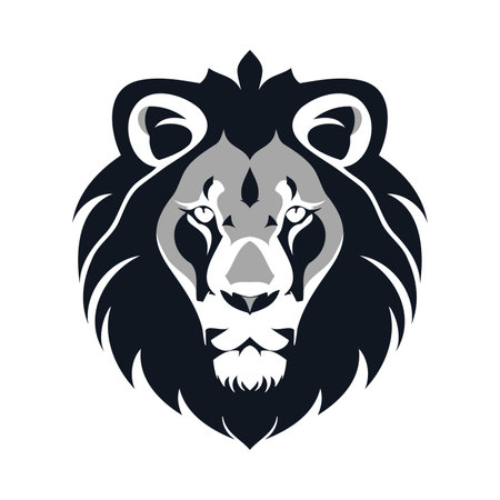The has a lion that is black and white. The lion is simple and not fancy. Vector Illustration.のイラスト素材