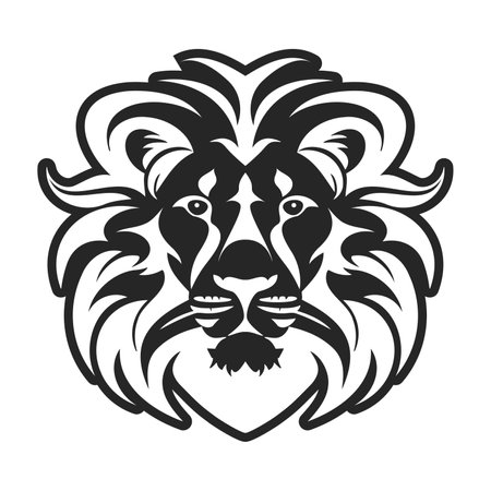 The has a lion that is only black and white. The lion is simple and not fancy. Vector Illustration.のイラスト素材