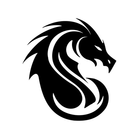 A that has a picture of a dragon, which looks clean and fashionable, using mostly black and white colors. Vector Illustration.のイラスト素材