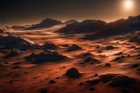 ?The ice on Mars' poles looks very pretty when it reflects the sunlight.. AI Generatedの素材