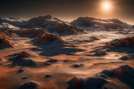 ?The ice at the North and South poles of Mars looks very beautiful when it glimmers in the sunlight.. AI Generatedの素材