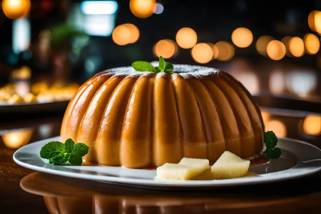 ?Look closely at the Roly Poly Pudding, and behind it is a lovely restaurant.. AI Generatedの素材