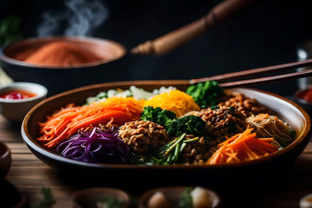 ?The camera is getting closer to show a delicious and popular Korean dish called Bibimbap. Learning and understanding things can be difficult at times. It can be hard to understand why they happen.. AI Generatedの素材