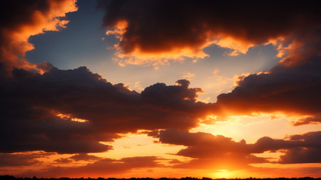 sky sunset over the clouds. AI Generatedの素材