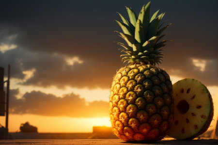 many fresh pineapple fruit. AI Generatedの素材