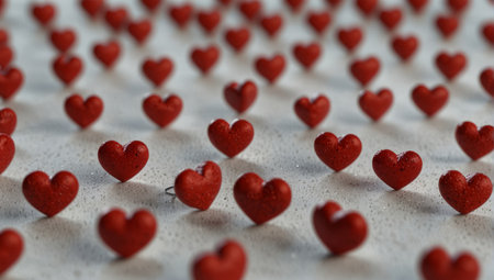 Set of red heart symbols on a white background representing love matrimony and Valentine s celebration.の素材