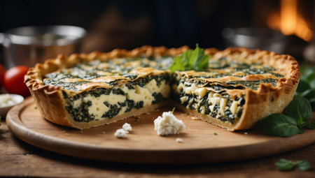 AI Generated. Hortopita the Greek snack pie with a swiss chard and fetaの素材