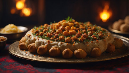 AI Generated. Arabic food Manakish baked in the gas ovenの素材