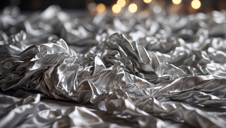 AI Generated. crumpled silver fabric, Christmas holiday backgroundの素材
