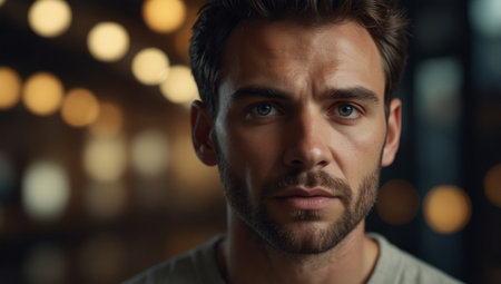 AI Generated. Man and his virtual personality Background with selective focus and copy spaceの素材