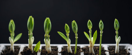 AI Generated. New shoots growing on the bulb, copy spaceの素材