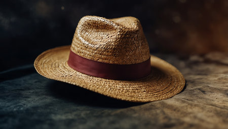 AI Generated. Straw Hat watercolor illustration for fashion outfit itemの素材