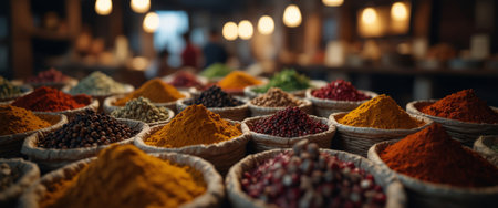 AI Generated. various kinds of spices in traditional marketsの素材