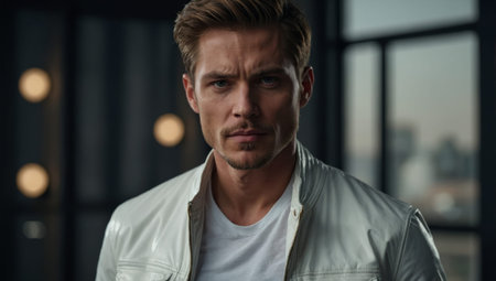 AI Generated. man in white shirt jacket fashion elegant style studioの素材