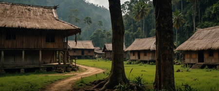 AI Generated. traditional houses of tana toraja in londa village, indonesiaの素材