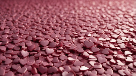 AI Generated. there are many pink hearts scattered on a pink backgroundの素材