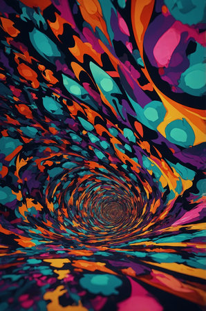 AI Generated. abstract psychedelic background with shapesの素材