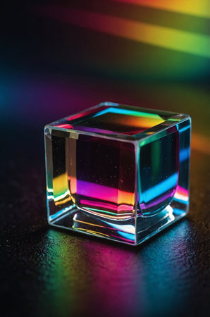 AI Generated. refraction of light spectrum through cube prismの素材
