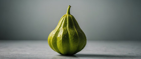 AI Generated. A single whole starfruit presented on a light background, highlighting its unique shape and vibrant green colorの素材