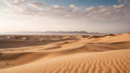 AI Generated. Mesmerizing sahara desert landscape in egypt showcasing rolling sand dunes for a captivating sightの素材