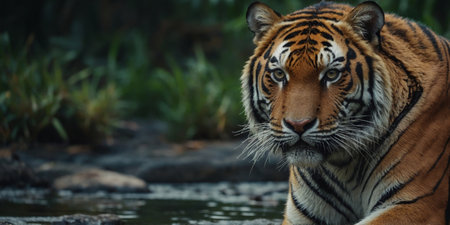 AI Generated. Tiger, wild animal in the natural habitatの素材