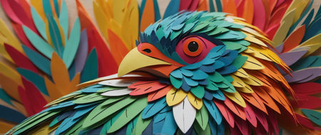 AI Generated. A close up of a colorful bird's eye with bright feathers,の素材
