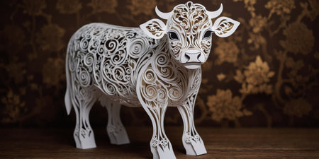 AI Generated. Young calf with fluffy fur and large eyesの素材