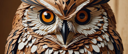 AI Generated. Owl eyes detial Predator bird look close upの素材