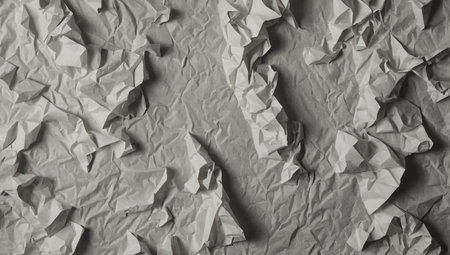 AI Generated. Abstract white crumpled and creased recycle paper texture backgroundの素材