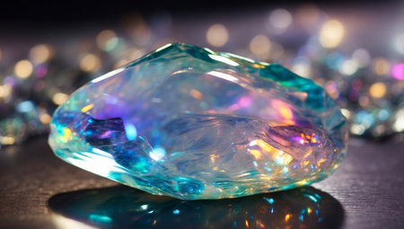 AI Generated. Iridescent Opal A Dazzling Display of Radiant Color and Light in CloseUpの素材